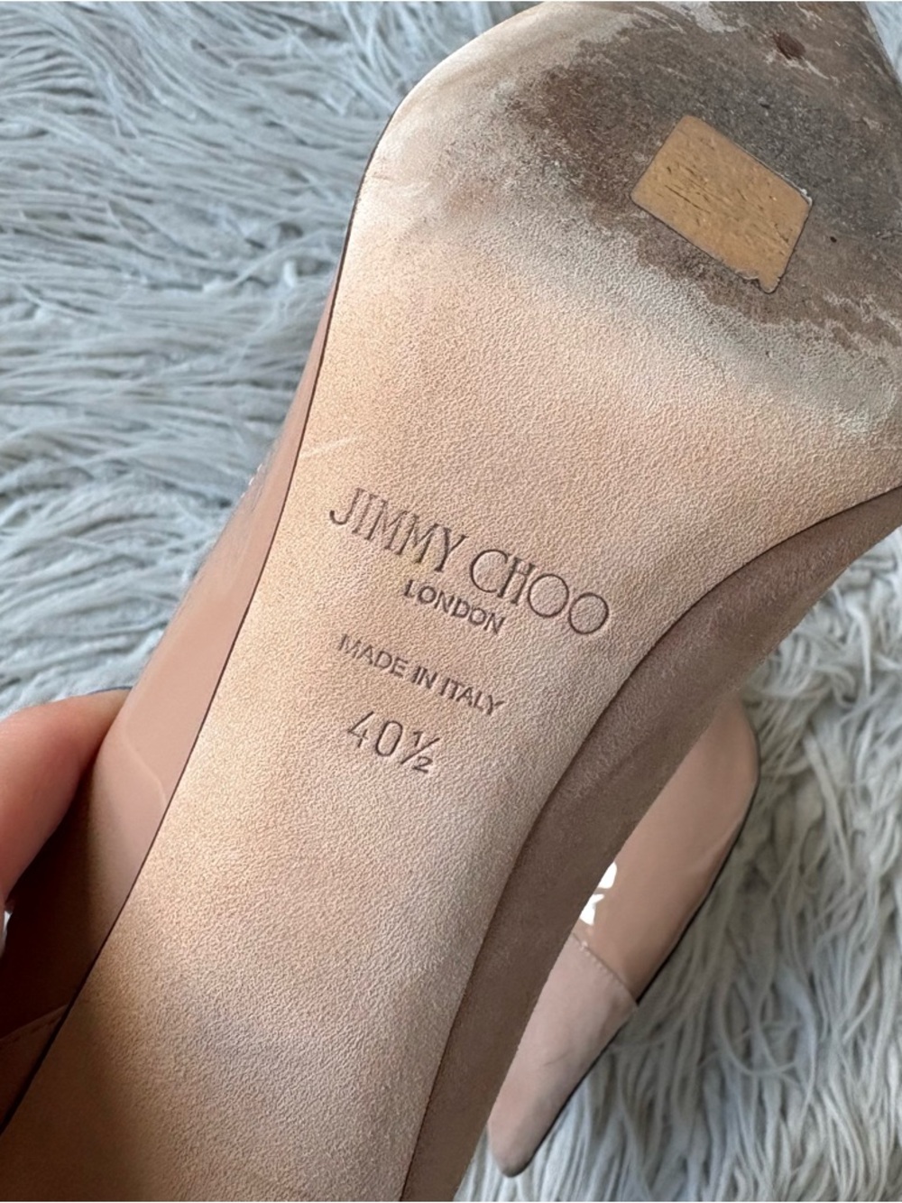 JIMMY CHOO Cass 95mm Ballet Pink Suede & Patent Pointed Toe Pumps EUC Size 40.5 - Picture 11 of 14